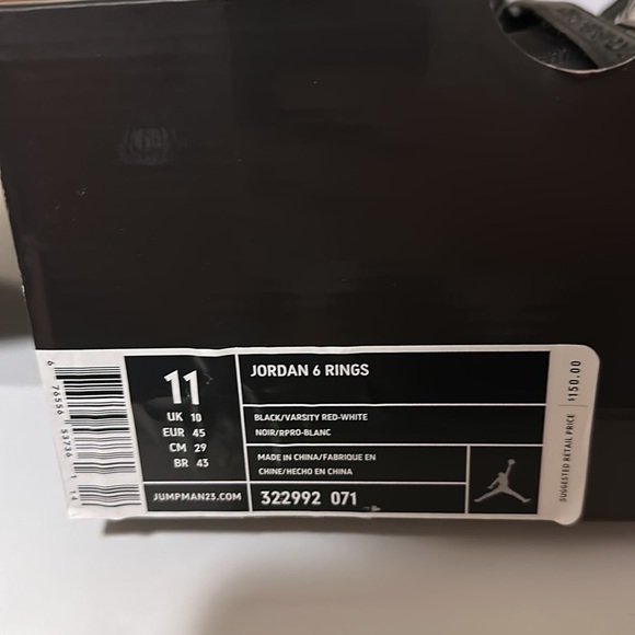 Men’s Nike Air Jordan 6 Rings 2008 Release Sz 11 Like New main image 6